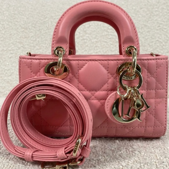 Authentic Dior Lady D-Joy Micro Bag Pink Cannage Lambskin - Picture 1 of 14